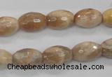 CMS102 15.5 inches 10*14mm faceted rice moonstone gemstone beads