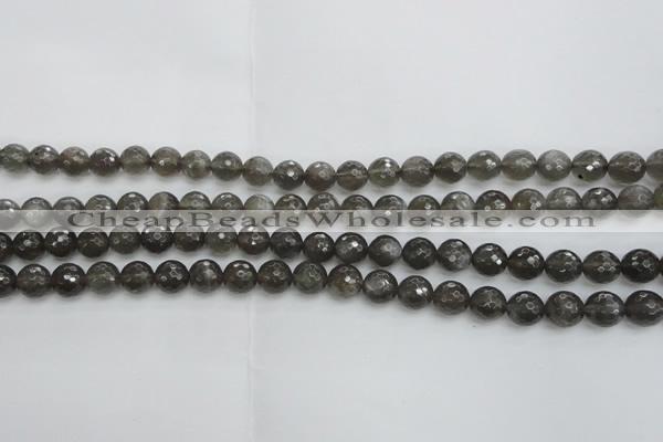 CMS1075 15.5 inches 6mm faceted round grey moonstone beads wholesale