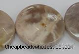 CMS115 15.5 inches 35mm faceted coin moonstone gemstone beads