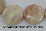 CMS116 15.5 inches 25mm faceted coin moonstone gemstone beads