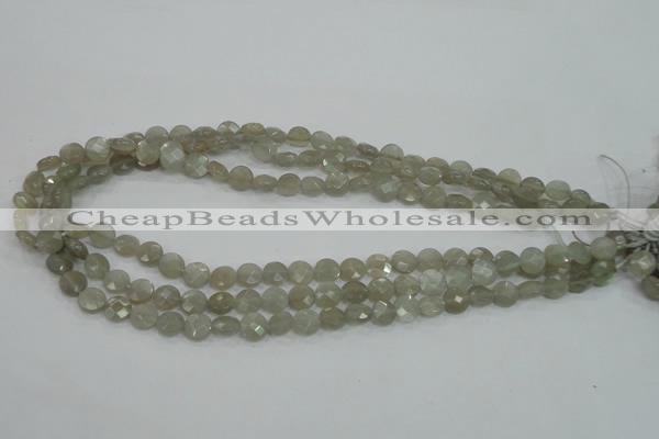 CMS129 15.5 inches 8mm faceted coin moonstone gemstone beads