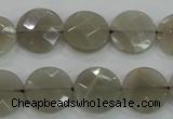 CMS130 15.5 inches 14mm faceted coin moonstone gemstone beads