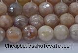 CMS1301 15.5 inches 6mm faceted round AB-color moonstone beads