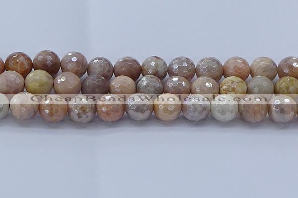 CMS1306 15.5 inches 16mm faceted round AB-color moonstone beads