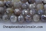 CMS1310 15.5 inches 4mm faceted round AB-color grey moonstone beads