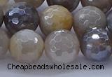 CMS1314 15.5 inches 12mm faceted round AB-color grey moonstone beads