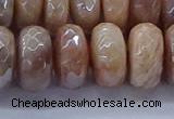 CMS1326 15.5 inches 8*16mm faceted rondelle AB-color moonstone beads