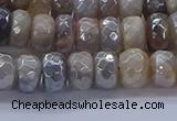 CMS1332 15.5 inches 5*8mm faceted rondelle AB-color grey moonstone beads