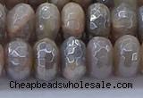 CMS1334 15.5 inches 7*12mm faceted rondelle AB-color grey moonstone beads