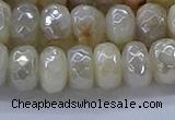 CMS1343 15.5 inches 6*10mm faceted rondelle AB-color white moonstone beads