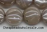 CMS1348 15.5 inches 12mm flat round AB-color moonstone beads