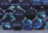 CMS1518 15.5 inches 10mm round matte synthetic moonstone beads