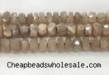 CMS1665 15.5 inches 6*12mm - 8*13mm faceted tyre moonstone beads