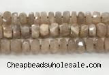 CMS1666 15.5 inches 6*13mm - 8*14mm faceted tyre moonstone beads