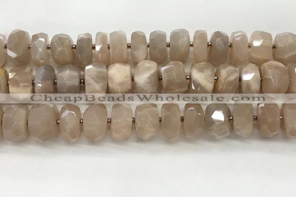 CMS1666 15.5 inches 6*13mm - 8*14mm faceted tyre moonstone beads