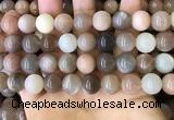 CMS1688 15.5 inches 12mm round rainbow moonstone beads wholesale