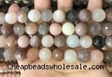 CMS1696 15.5 inches 14mm faceted round rainbow moonstone beads