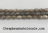 CMS1775 15.5 inches 8*12mm faceted rice AB-color moonstone beads