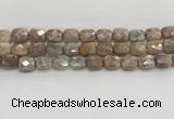 CMS1782 15.5 inches 10*12mm faceted rectangle AB-color moonstone beads