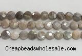 CMS1790 15.5 inches 12mm faceted coin AB-color moonstone beads