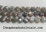 CMS1792 15.5 inches 16mm faceted coin AB-color moonstone beads