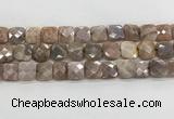 CMS1830 15.5 inches 14*14mm faceted square AB-color moonstone beads