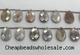 CMS1840 18*25mm faceted flat teardrop AB-color moonstone beads