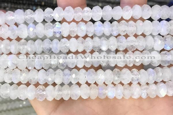 CMS1868 15.5 inches 5*8mm faceted rondelle white moonstone beads