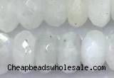 CMS2098 15 inches 6*9mm faceted rondelle white moonstone beads