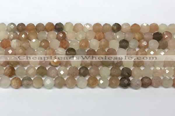 CMS2123 15 inches 6mm faceted rondelle moonstone beads