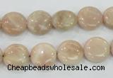 CMS22 15.5 inches 12mm flat round moonstone gemstone beads wholesale