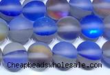 CMS2213 15 inches 6mm, 8mm, 10mm & 12mm round matte synthetic moonstone beads