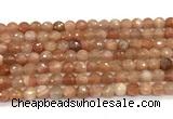 CMS2258 15 inches 6mm faceted round orange moonstone beads