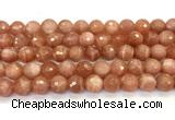 CMS2260 15 inches 10mm faceted round orange moonstone beads