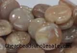 CMS24 15.5 inches 18mm flat round moonstone gemstone beads wholesale