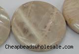 CMS50 15.5 inches 50mm faceted coin moonstone gemstone beads