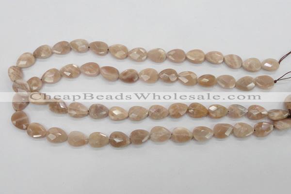 CMS53 15.5 inches 10*14mm faceted flat teardrop moonstone beads