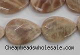 CMS55 15.5 inches 18*25mm faceted flat teardrop moonstone beads