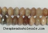 CMS565 15.5 inches 6*10mm faceted rondelle moonstone beads wholesale