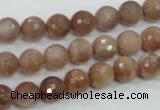 CMS59 15.5 inches 8mm faceted round moonstone gemstone beads