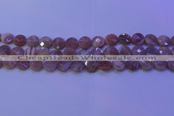 CMS590 15.5 inches 12mm faceted coin moonstone gemstone beads