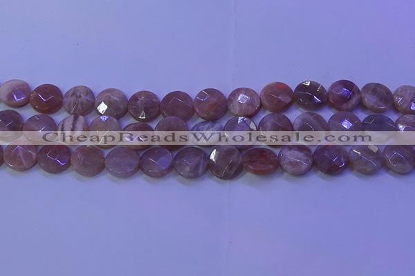 CMS591 15.5 inches 15mm faceted coin moonstone gemstone beads