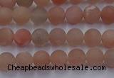 CMS610 15.5 inches 4mm round matte moonstone beads wholesale