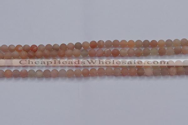 CMS610 15.5 inches 4mm round matte moonstone beads wholesale