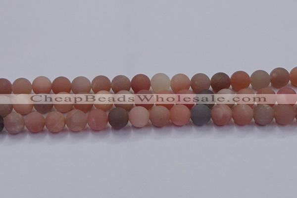 CMS614 15.5 inches 12mm round matte moonstone beads wholesale