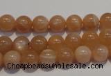 CMS702 15.5 inches 8mm round peach moonstone beads wholesale