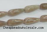 CMS74 15.5 inches 8*20mm faceted teardrop moonstone gemstone beads