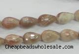 CMS88 15.5 inches 8*12mm faceted teardrop moonstone gemstone beads