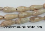 CMS90 15.5 inches 7*18mm faceted teardrop moonstone gemstone beads