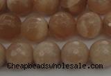 CMS942 15.5 inches 8mm faceted round A grade moonstone gemstone beads